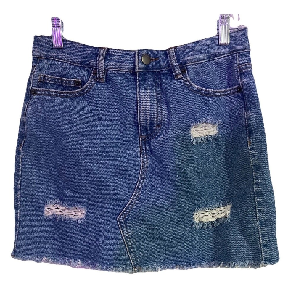 Vintage Y2K Bongo Distressed Denim Mini Skirt Size Medium EUC